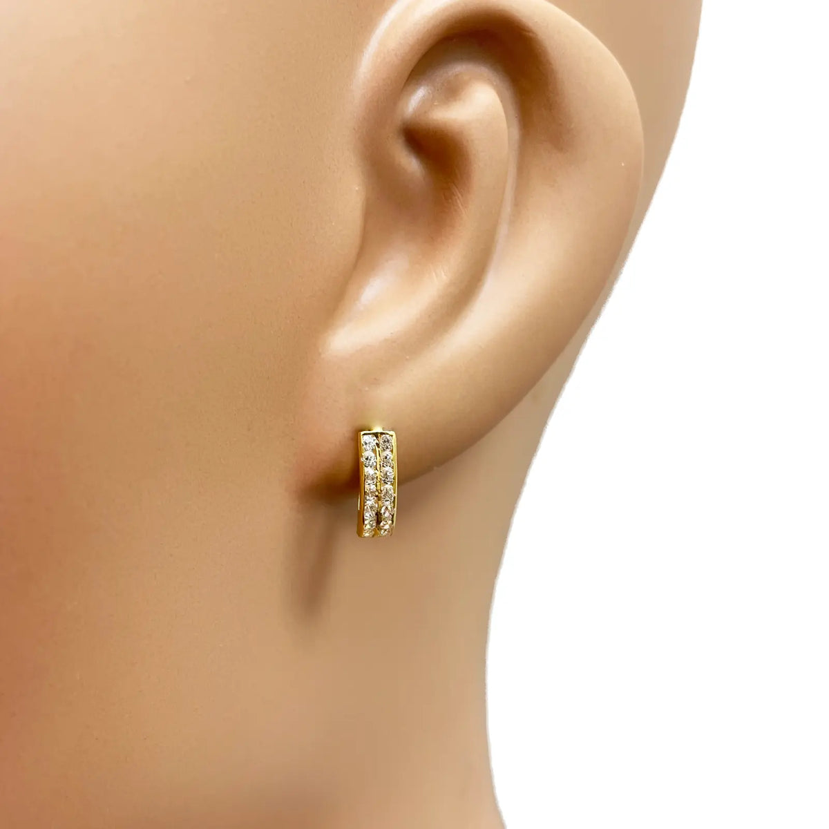 18ct Yellow Gold Pair Of Two Row Oval Hoop Huggie Earrings 5.3mm Diameter Gold earring