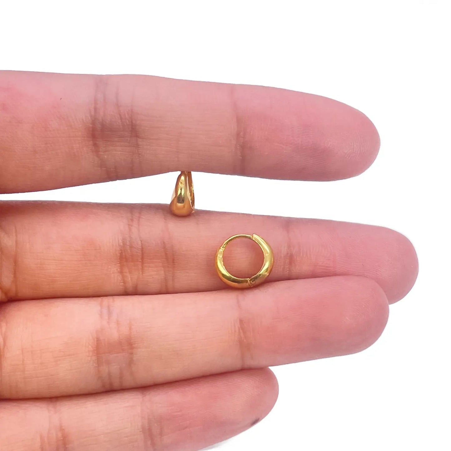 22ct Gold High-Polish Mini Huggie Hoop Earrings, 6.7mm Diameter Gold Earrings