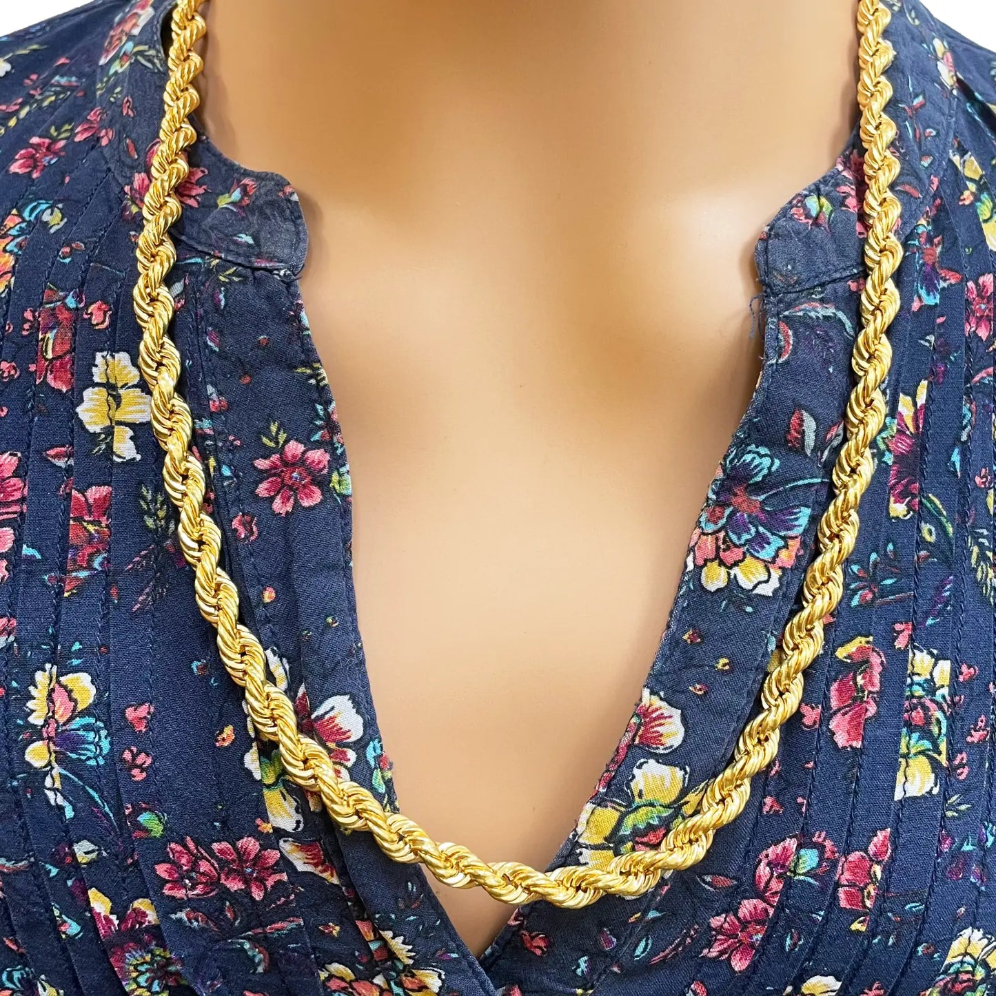 22ct Yellow Gold Hollow Lightweight Rope Chain 23.5'' inches 6mm Width