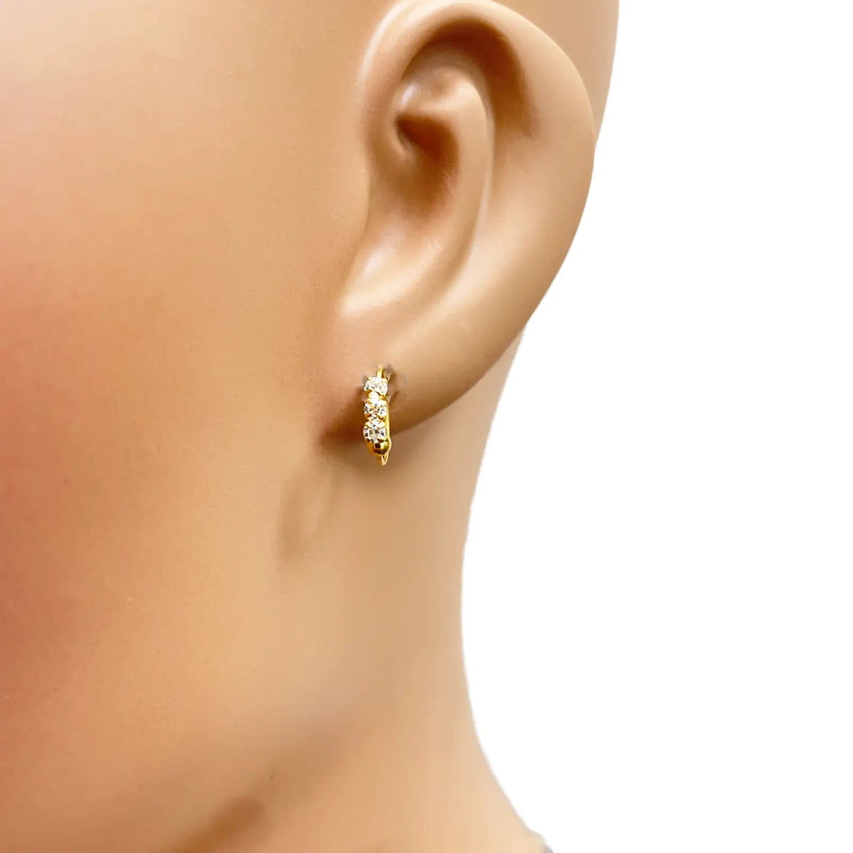 22ct Yellow Gold Tiny Sparkly Hoop Huggie Children's Earrings 8.4mm Diameter Diamond Bracelets