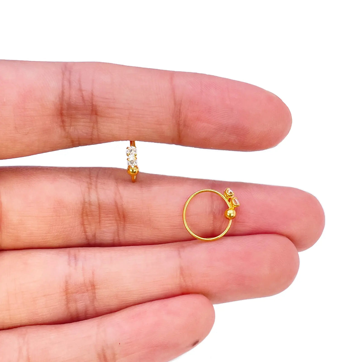 22ct Yellow Gold Tiny Sparkly Hoop Huggie Children's Earrings 9mm Diameter