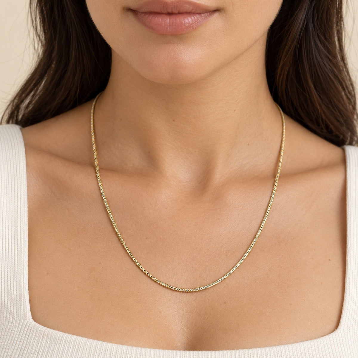 22ct Yellow Gold Two Tone Foxtail Chain Necklace 20 Inches