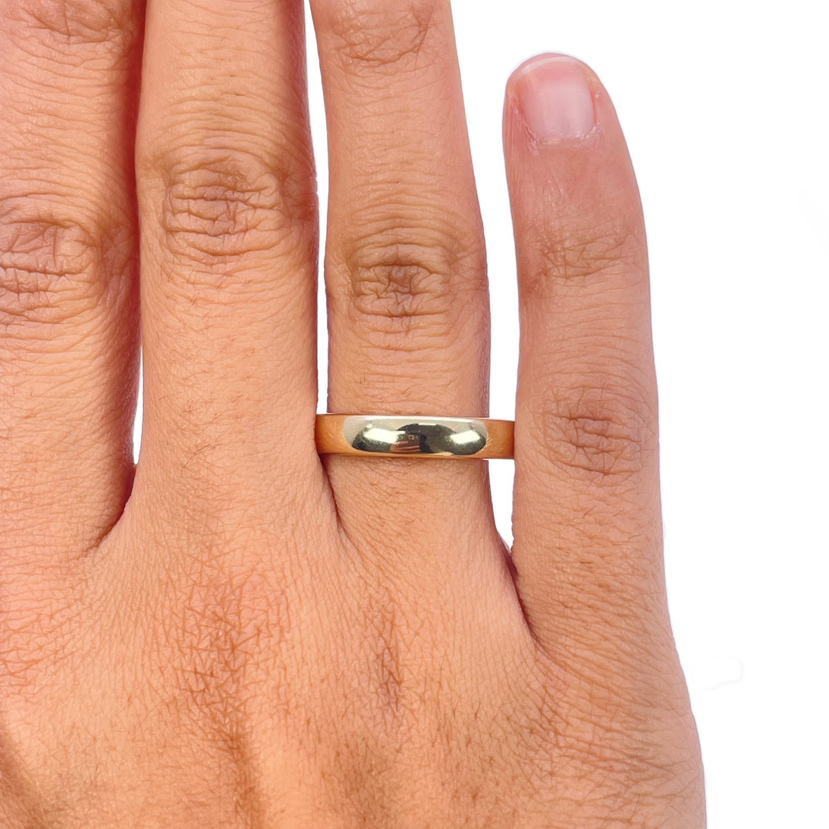 9ct Yellow Gold Plain Polished Wedding Band Ring Classic Court Shape - 4mm