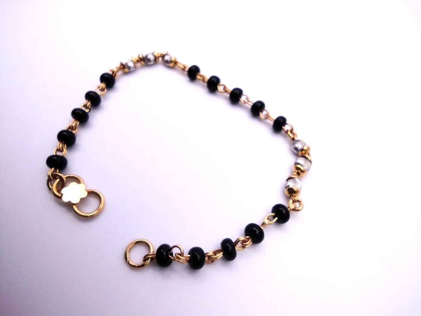 22ct Yellow Gold Baby Bracelet Black & Gold Beads (Maniya / Manka / Nazariya)