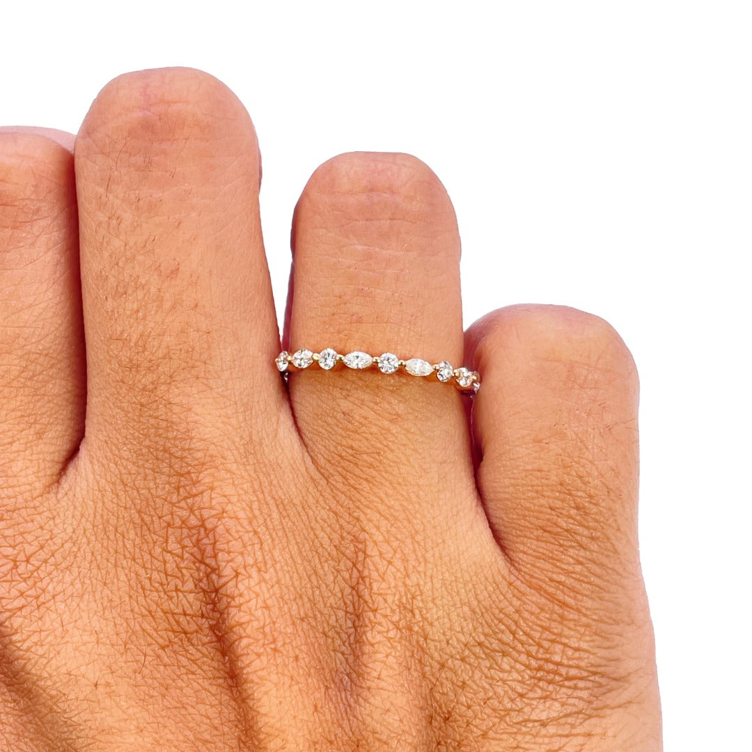 18ct Rose Gold Natural Diamond Round & Marquise Half Eternity 0.40ct