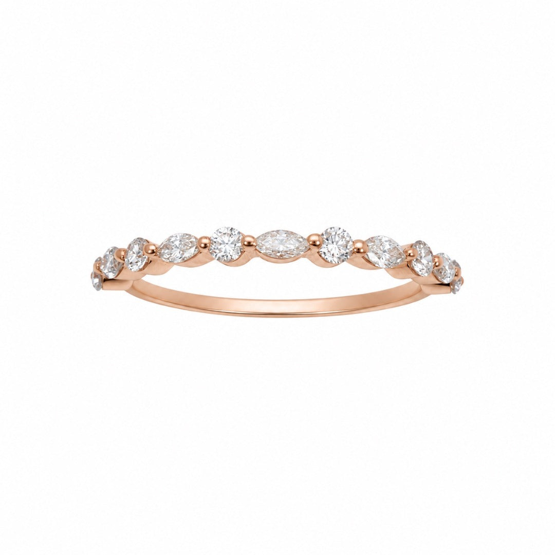 18ct Rose Gold Natural Diamond Round & Marquise Half Eternity 0.40ct