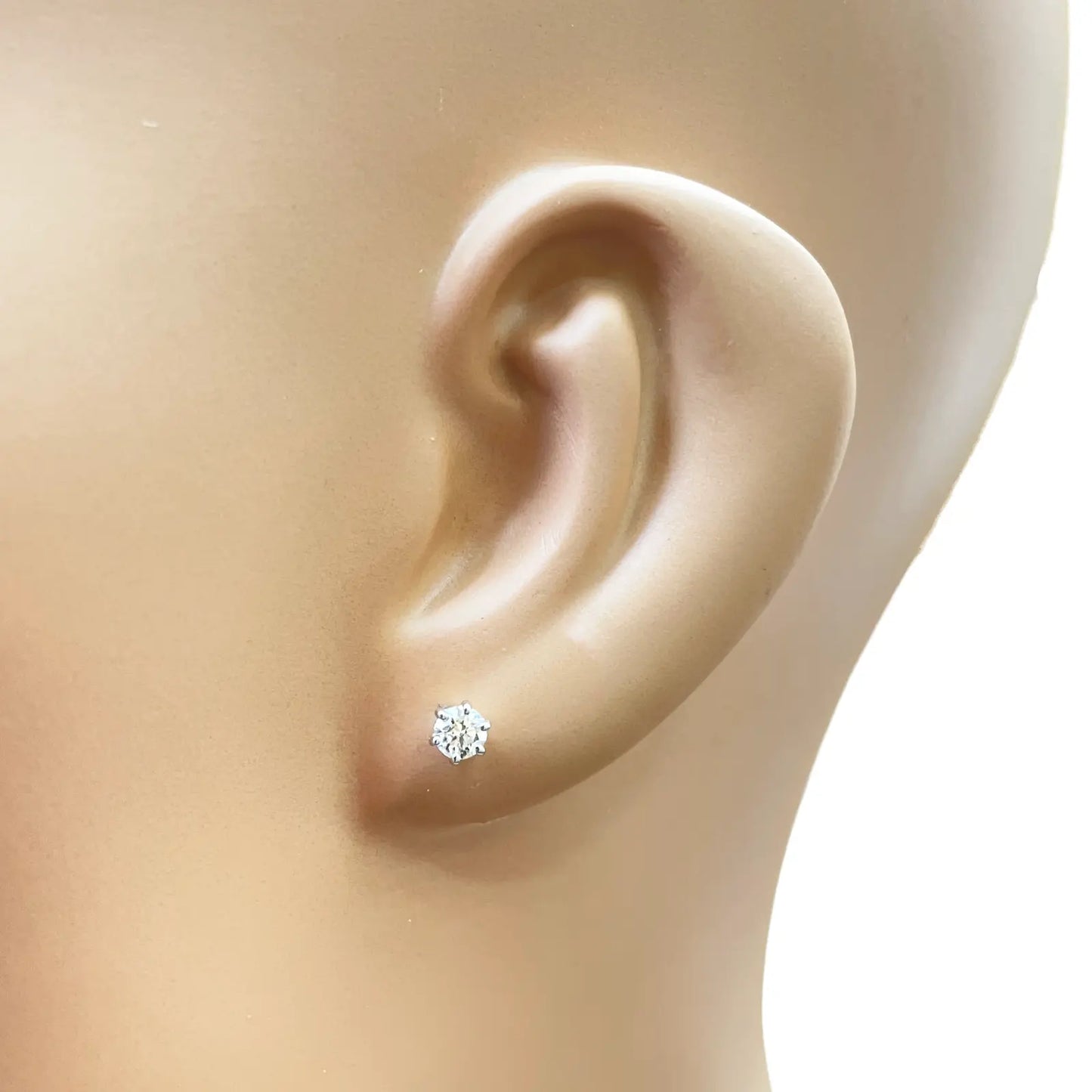 14ct Gold Natural Round Diamond Stud Earrings 0.40ct 6 Claw 4mm Wide 