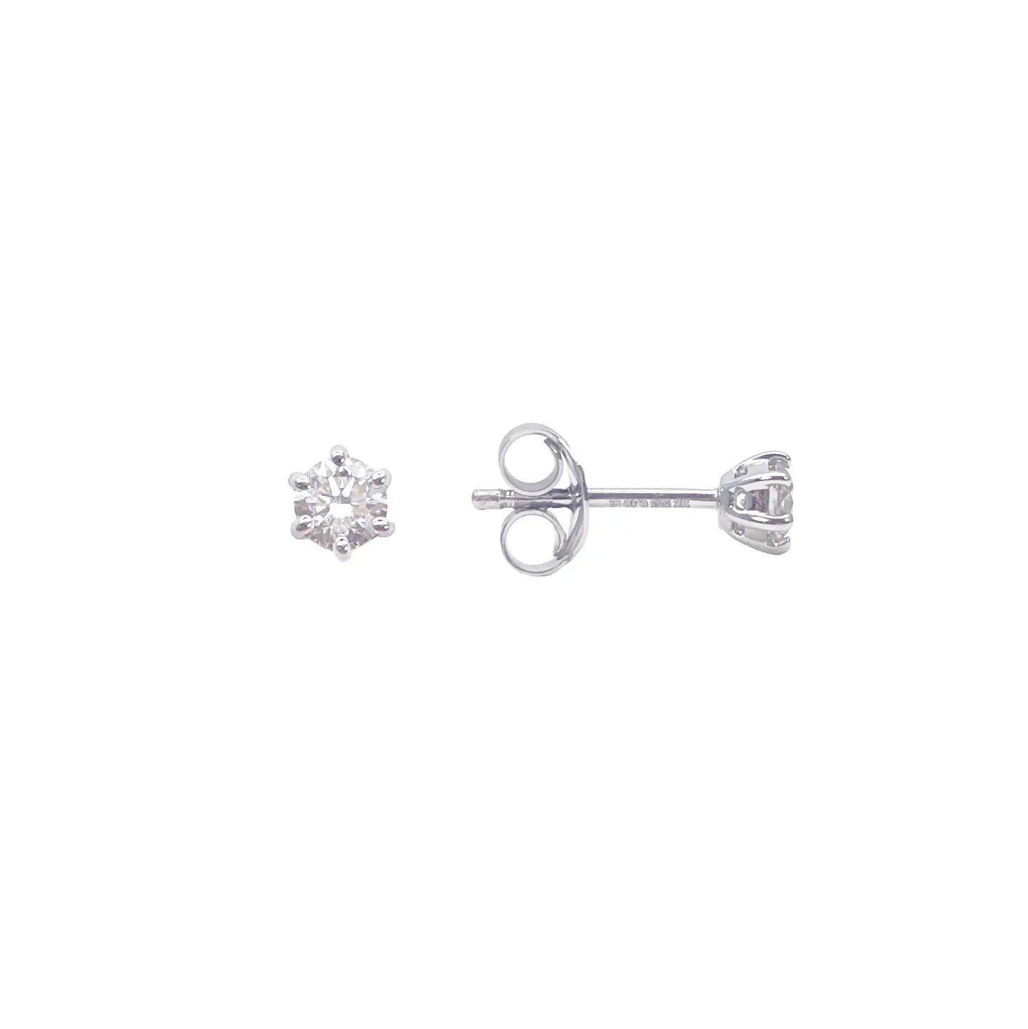 14ct Gold Natural Round Diamond Stud Earrings 0.40ct 6 Claw 4mm Wide 