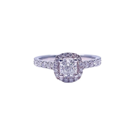 14ct White Gold 4-Claw Cushion Natural Diamond  Engagement Ring 1.28ct  Diamond Ring