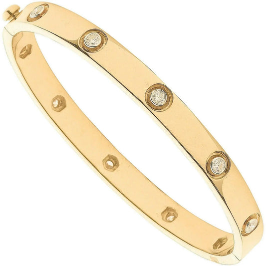 18Carat Yellow Gold Round Diamond Rub Over Bangle 1.00 carat  G/VS  Diamond Bracelets