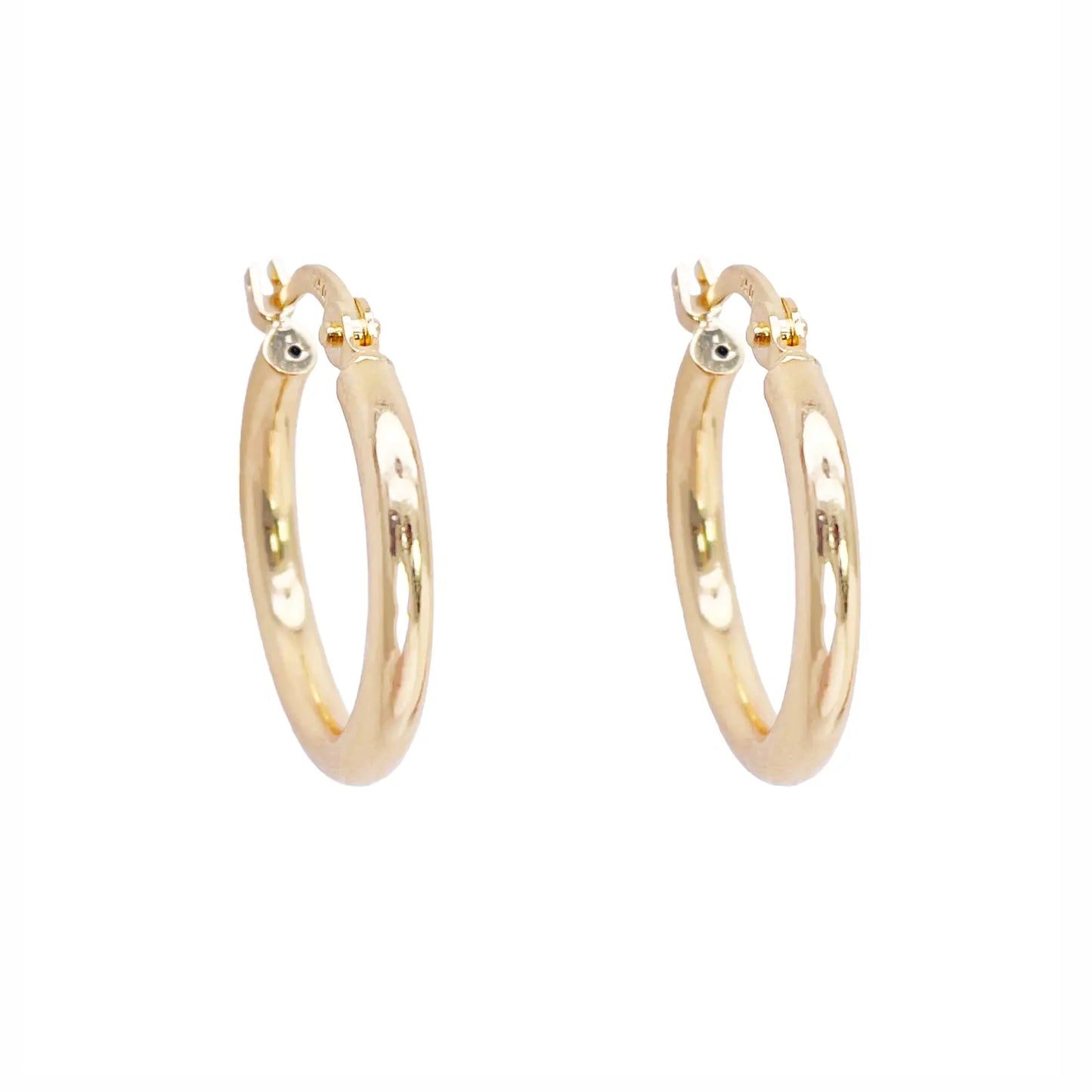 18ct Gold Hoop High Polished Minimalist Earrings 14.5mm Diameter  Diamond Bracelets