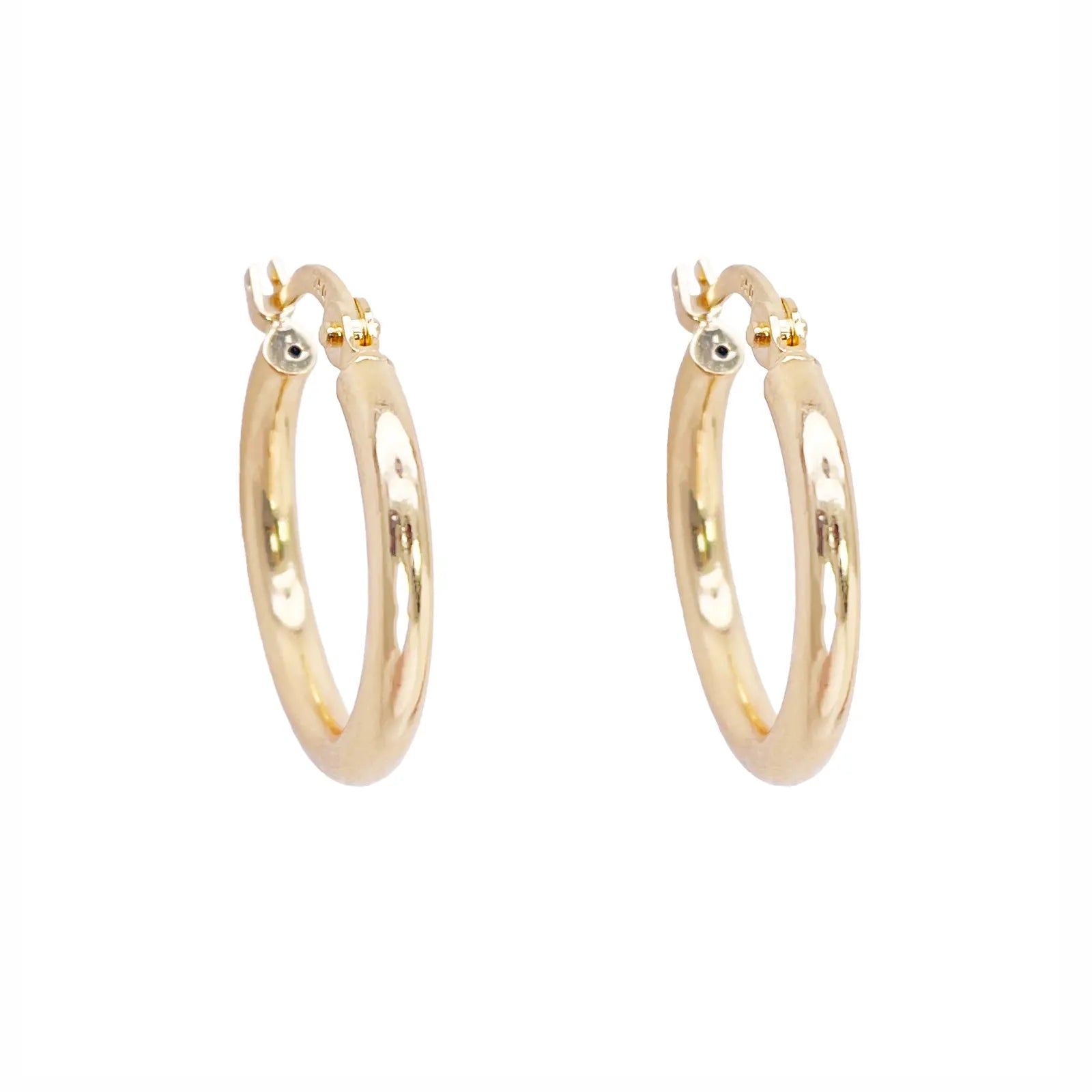 18ct Gold Hoop High Polished Minimalist Earrings 14.5mm Diameter  Diamond Bracelets