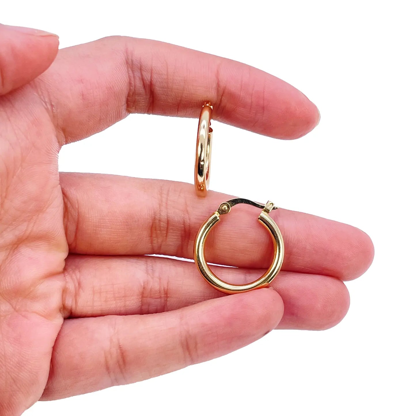 18ct Gold Hoop High Polished Minimalist Earrings 14.5mm Diameter  Diamond Bracelets