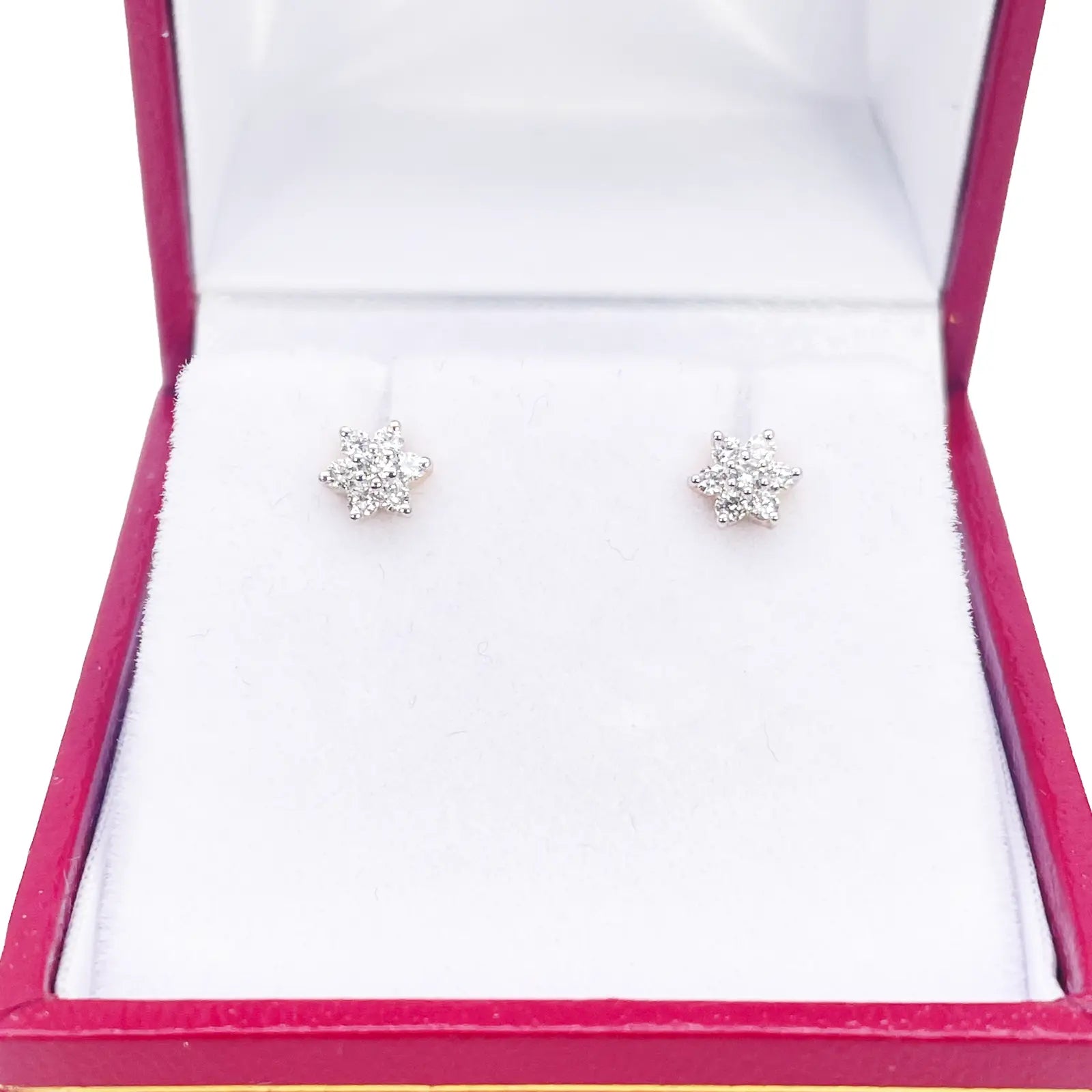 18ct Gold Natural Diamond Floral Stud Earrings 0.18ct - 4.5mm Width 