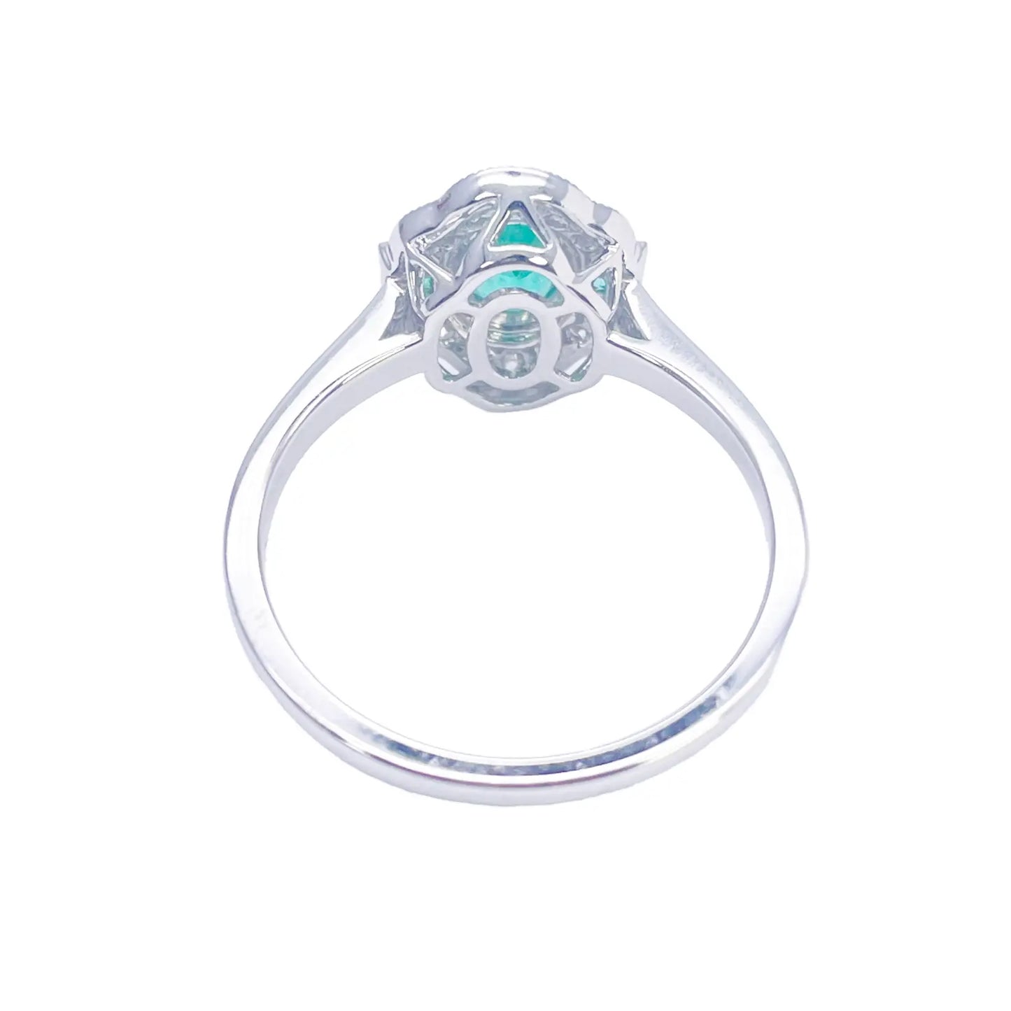 18ct Gold Natural Emerald Diamond Ring Round, Baguette & Oval Cut 0.66ct  Diamond Ring
