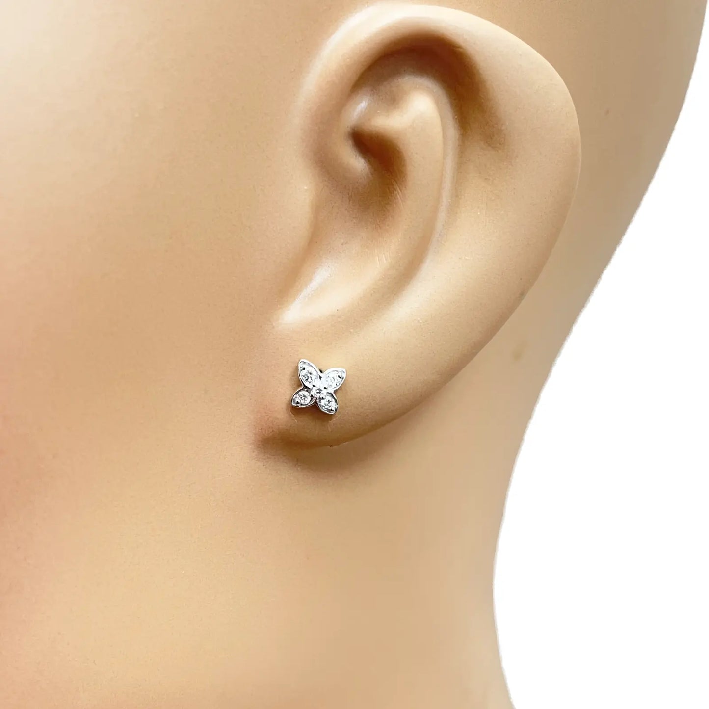 18ct Gold Natural Round Diamond Flower Childrens Stud Earrings 0.14ct 