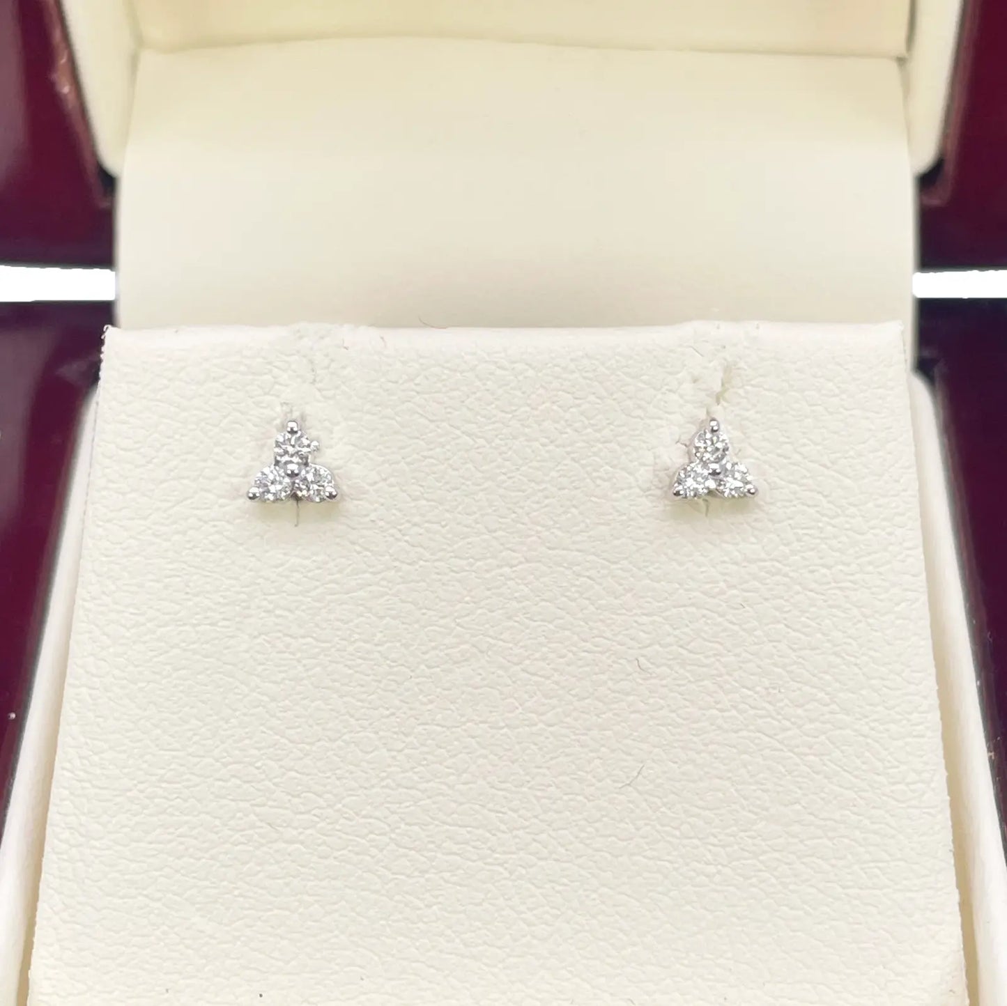 18ct Gold Natural Round Diamond Three Stone Children's Studs Earrings 0.10ct 