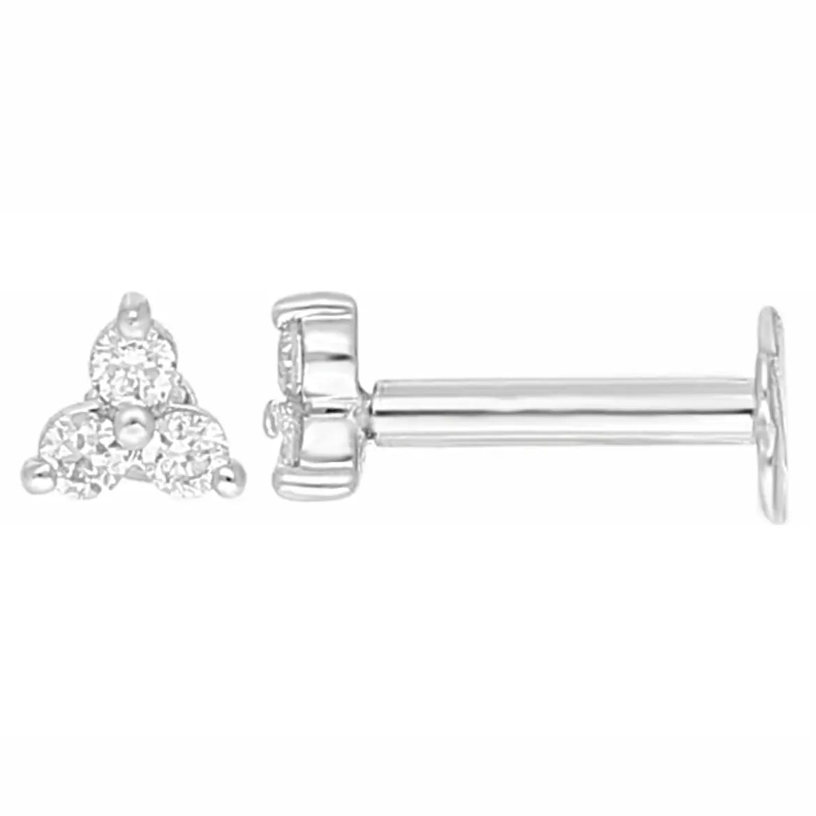 18ct Gold Natural Round Diamond Three Stone Children's Studs Earrings 0.10ct 