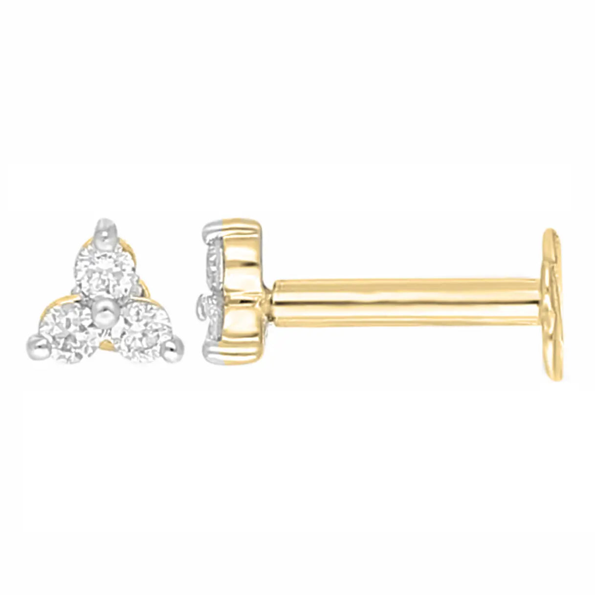 18ct Gold Natural Round Diamond Three Stone Children's Studs Earrings 0.10ct 