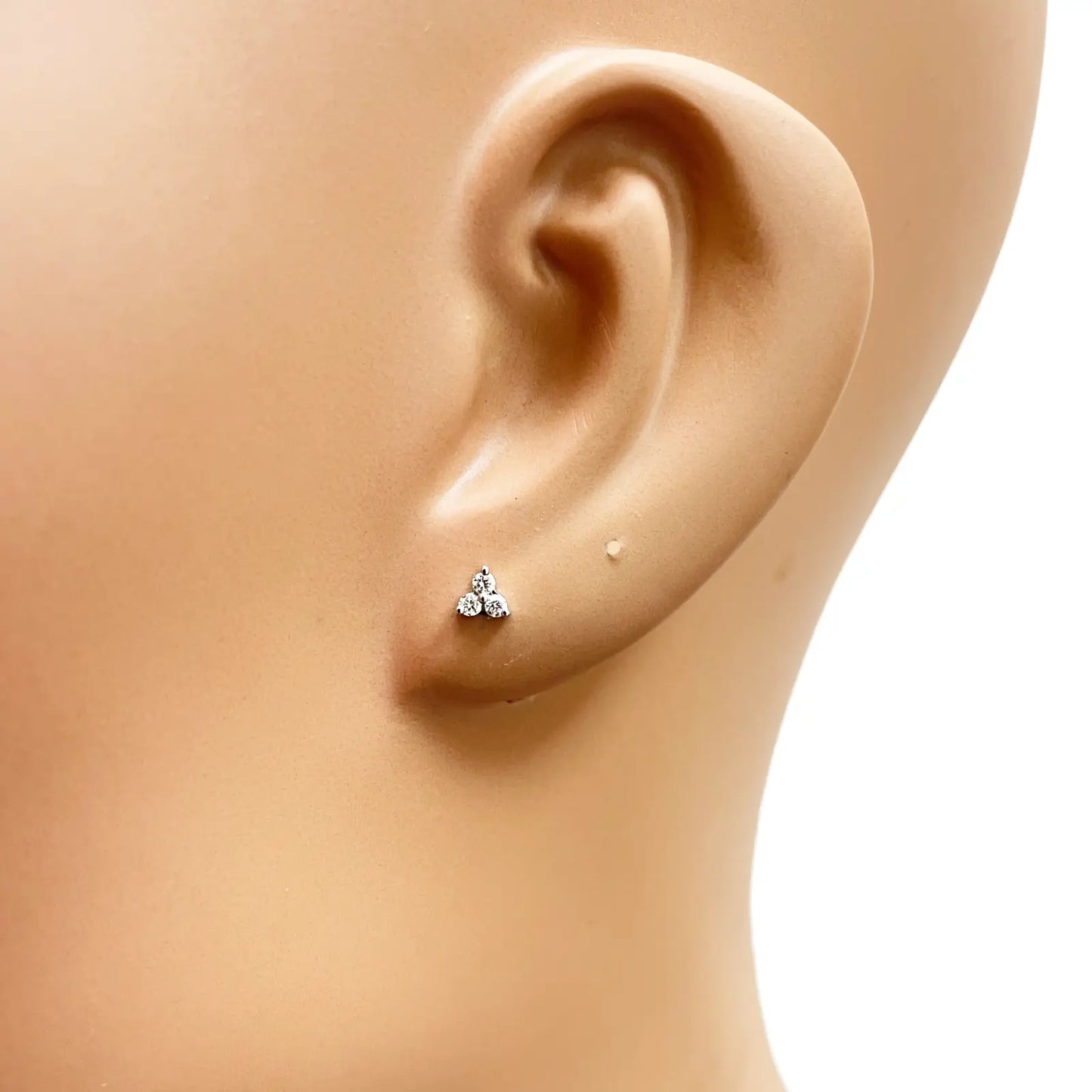 18ct Gold Natural Round Diamond Three Stone Children's Studs Earrings 0.10ct 
