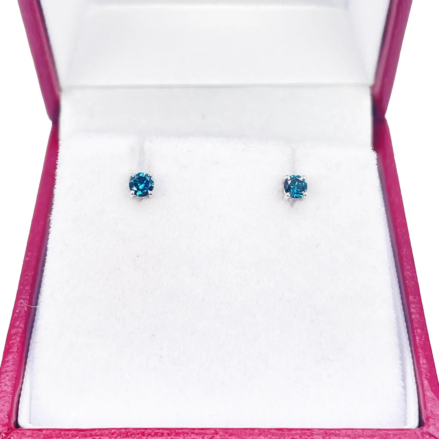 18ct Rose Gold & Natural Round 4-Claw Blue Diamond Children's Earrings 0.05ct 