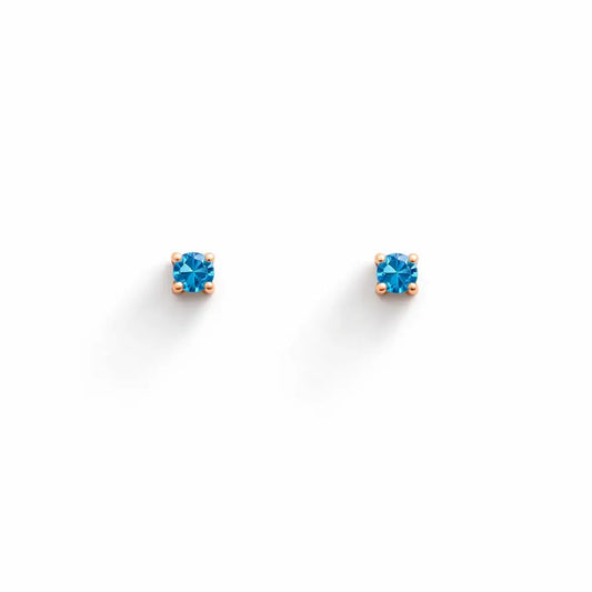 18ct Rose Gold & Natural Round 4-Claw Blue Diamond Children's Earrings 0.05ct  Children's diamond earring