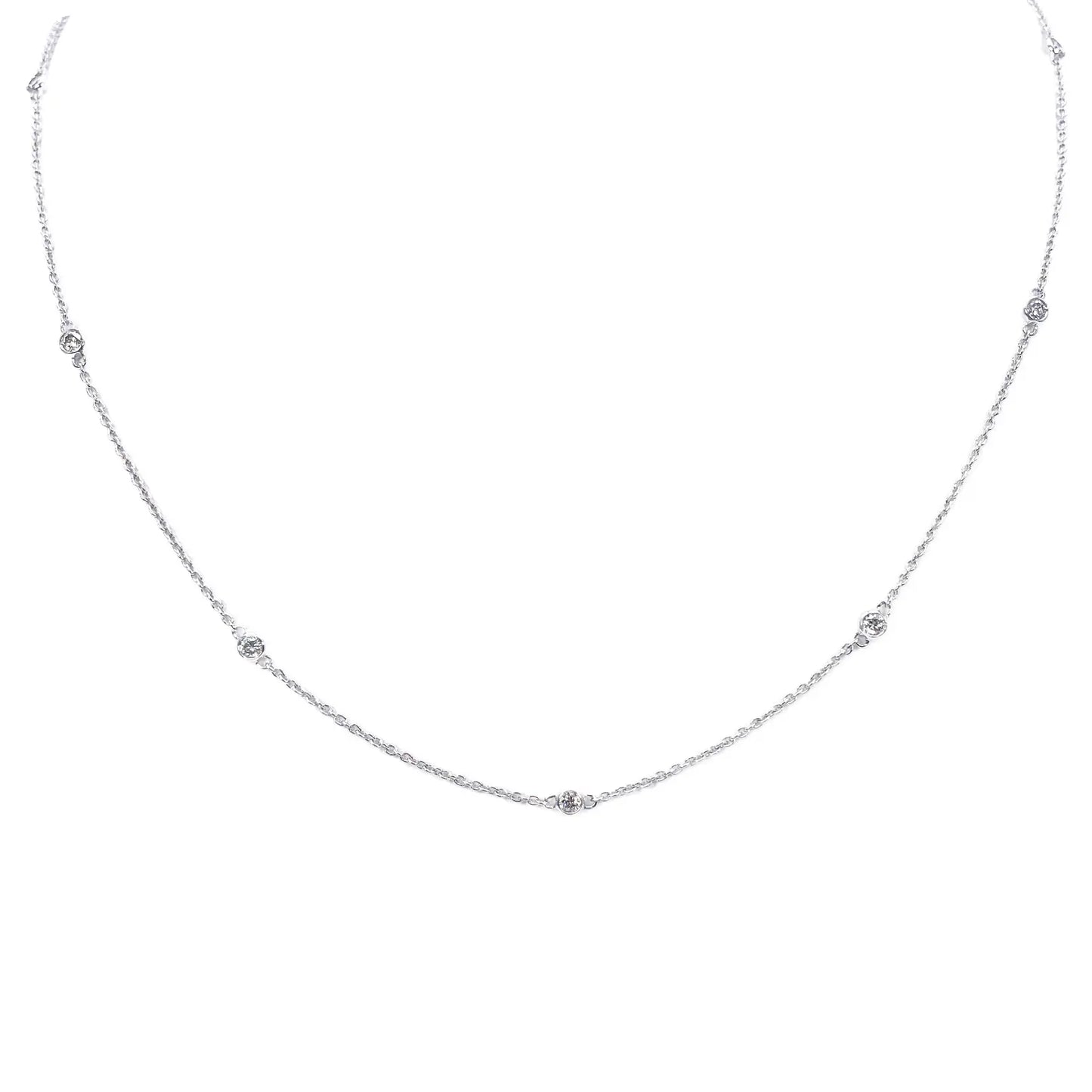 18ct White Gold Diamond Bezel By Yard Necklace 0.51ct 24''inches 