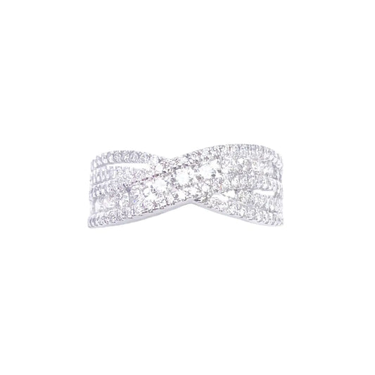18ct White Gold Diamond Crossover Half Eternity Pave Set Ring 1.00ct  Diamond Ring