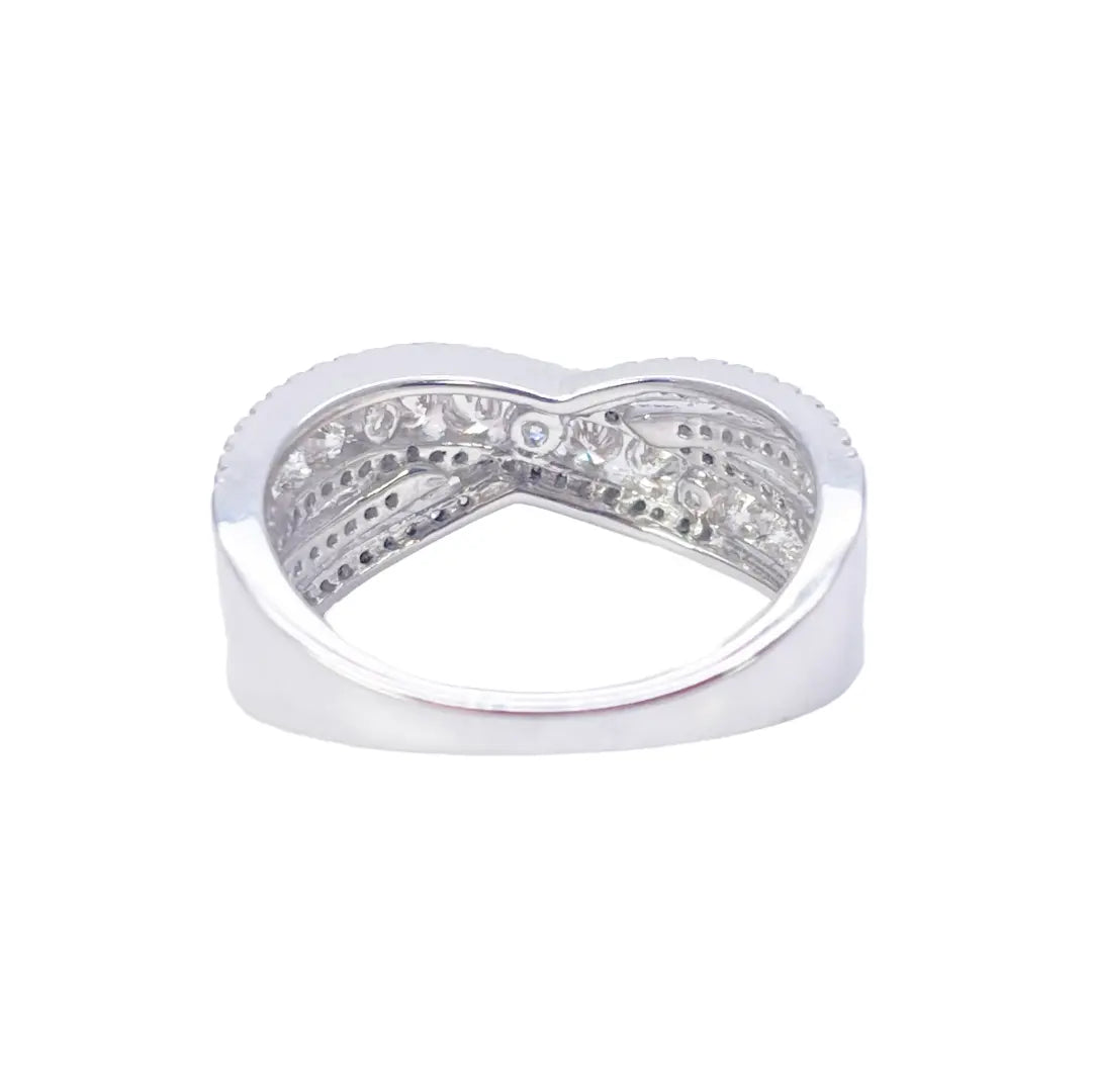 18ct White Gold Diamond Crossover Half Eternity Pave Set Ring 1.00ct  Diamond Ring