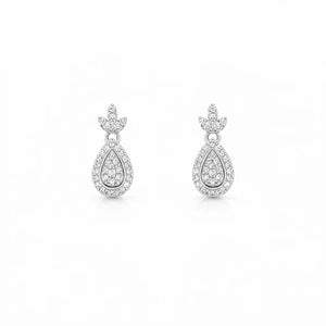 18ct White Gold Diamond Pear Cluster Pineapple Drop Earrings 0.30ct  Diamond Earrings