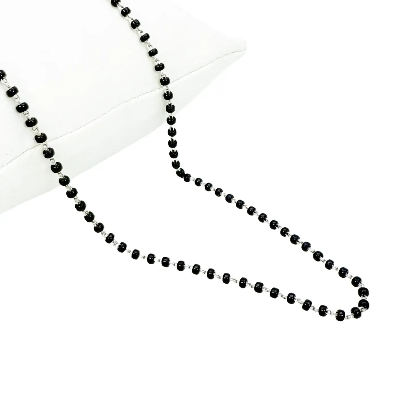 18ct White Gold Ladies Mangalsutra Chain Black Beaded Necklace 18 Inches  Mangalsutra Chains