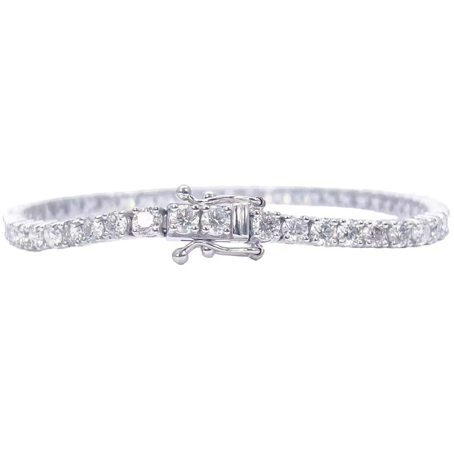18ct White Gold Natural Diamond 4-Claw Tennis Bracelet 4.83ct 7inch 2.9mm Width  Diamond Bracelets