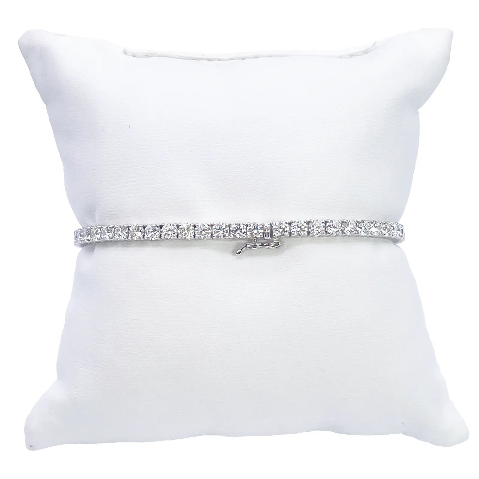 18ct White Gold Natural Diamond 4-Claw Tennis Bracelet 5.69ct 7 inches  Diamond Bracelets