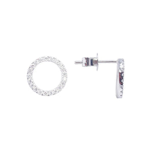 18ct White Gold Natural Diamond Circle of Life Pave Stud Earrings 0.30ct 