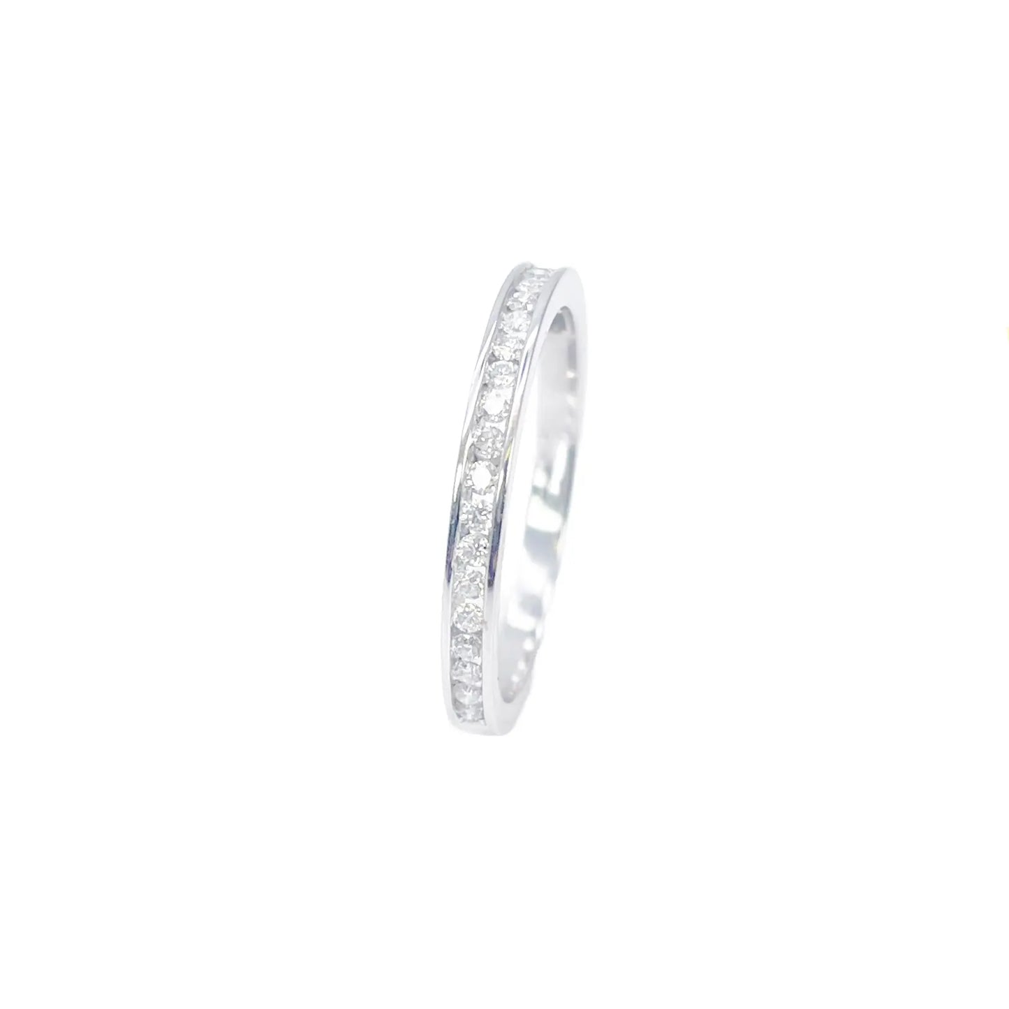 18ct White Gold Natural Round Diamond Half Eternity Band Channel Set 0.22ct  Diamond Ring