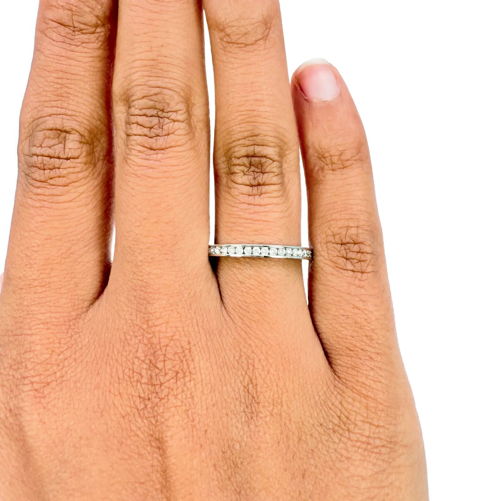 18ct White Gold Natural Round Diamond Half Eternity Band Channel Set 0.22ct  Diamond Ring