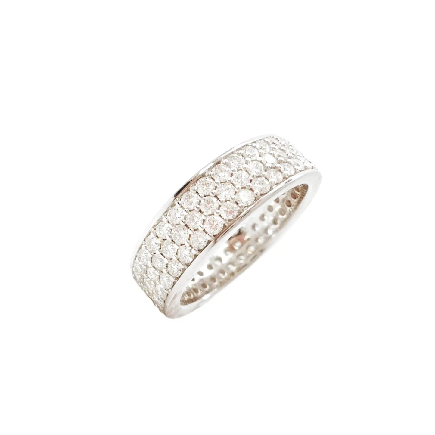 18ct White Gold Triple Row Natural Diamond Full Eternity Wedding Band 1.70ct  Diamond Ring