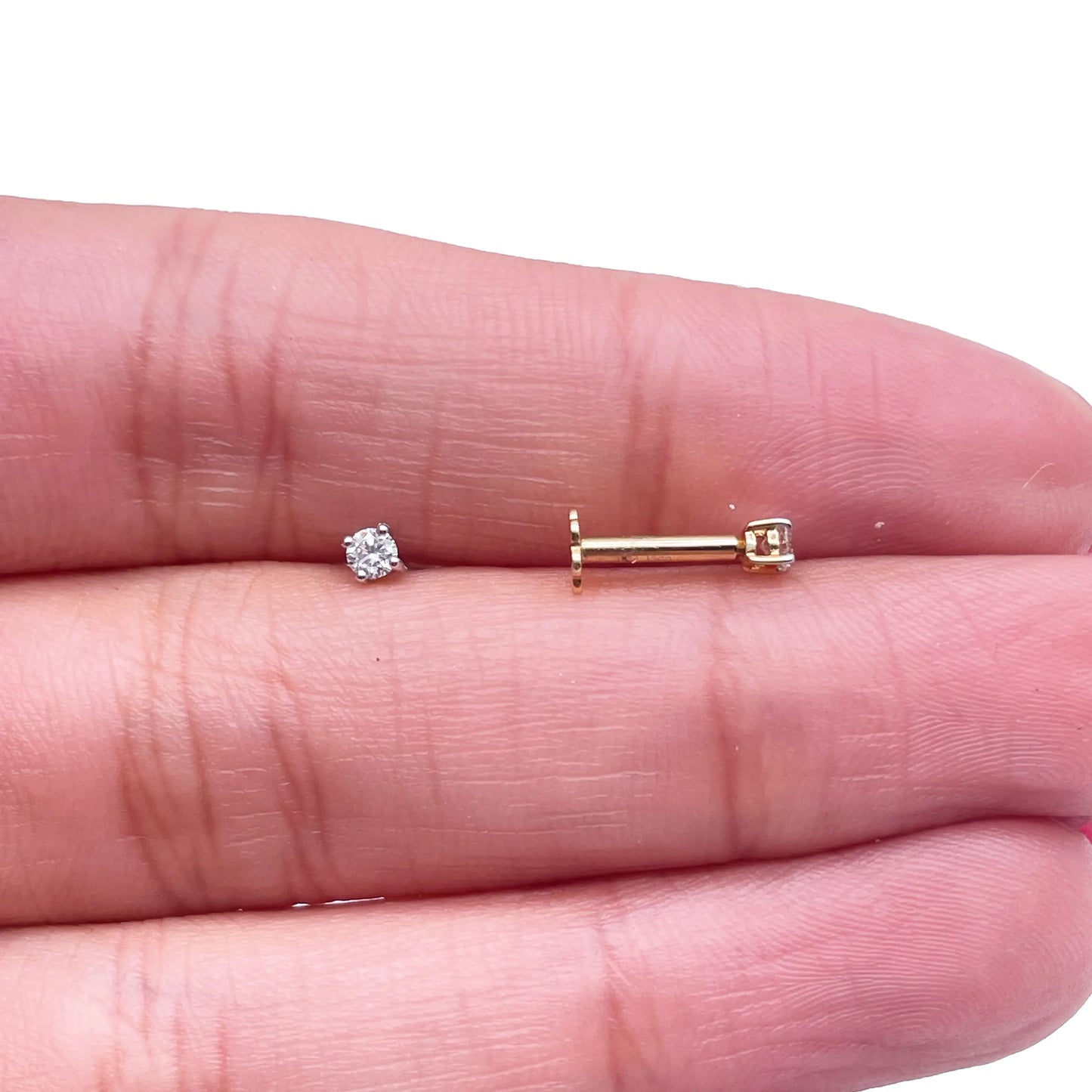 18ct White/Yellow Gold Diamond Children's Earrings 0.10ct Child friendly 