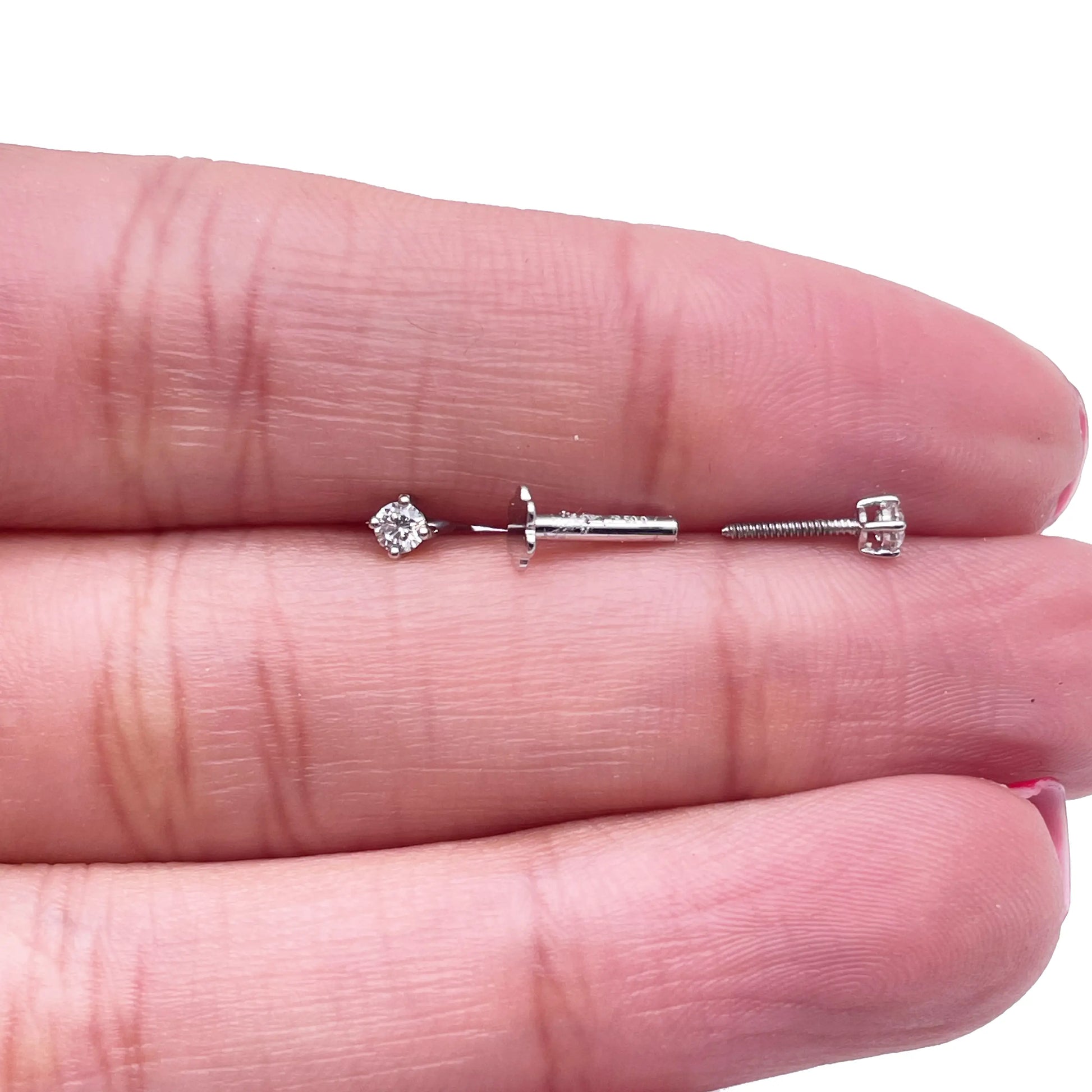 18ct White/Yellow Gold Diamond Children's Earrings 0.10ct Child friendly 