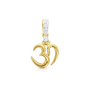 18ct Yellow Gold Diamond Om Pendant Charm Necklace ? Divine Om Jewelry  Diamond Pendant