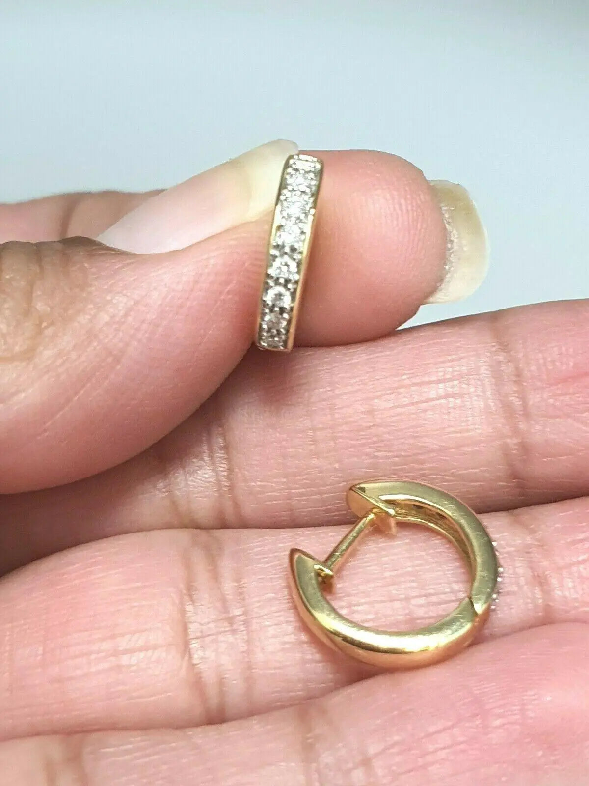 18ct Yellow Gold Diamond Pair of Hoop Earrings 0.20ct 14mm wide  Gold earring