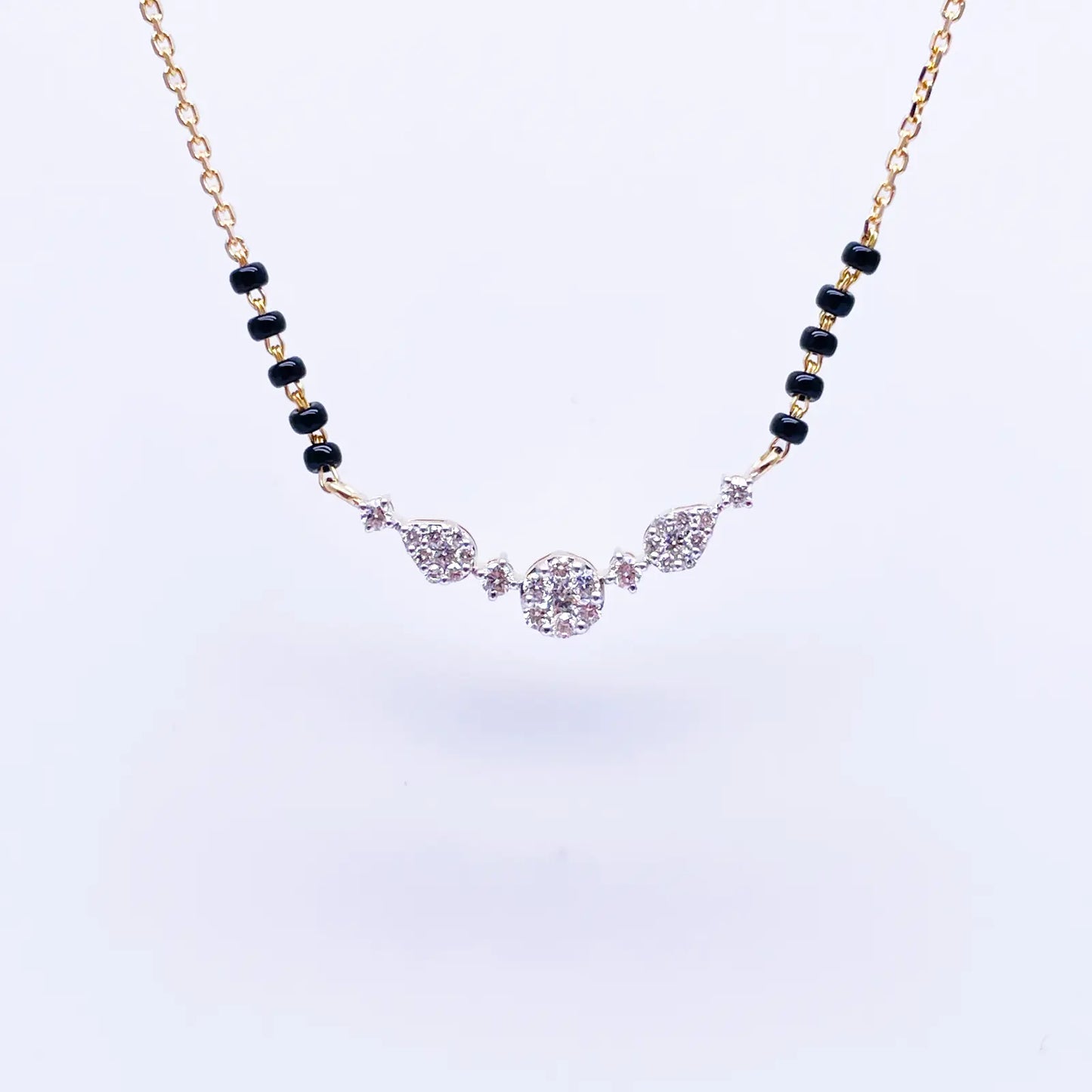 18ct Yellow Gold Natural Diamond 0.51ct Round & Pear Pendant Mangalsutra Necklace IGI Certified  Mangalsutra Chains