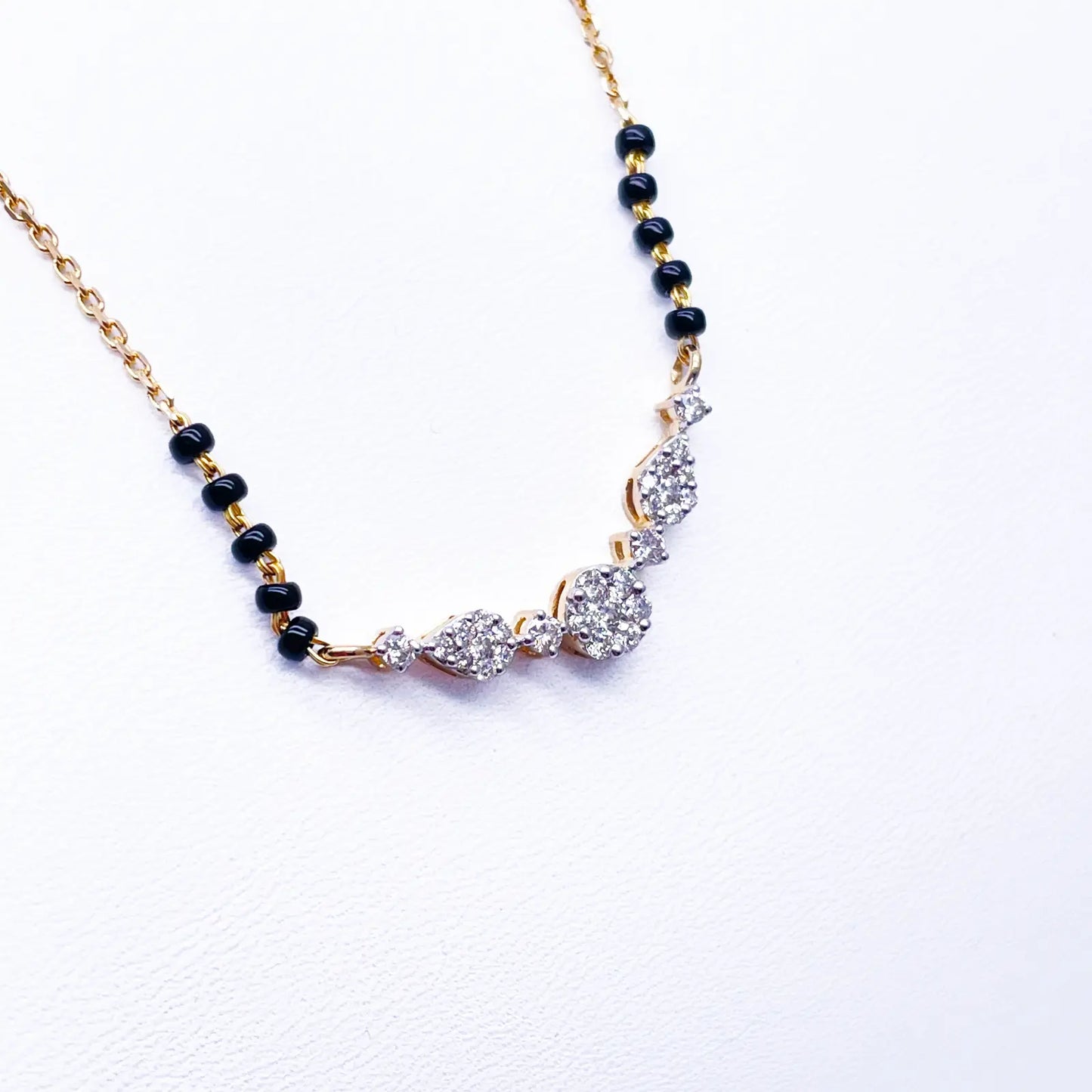18ct Yellow Gold Natural Diamond 0.51ct Round & Pear Pendant Mangalsutra Necklace IGI Certified  Mangalsutra Chains