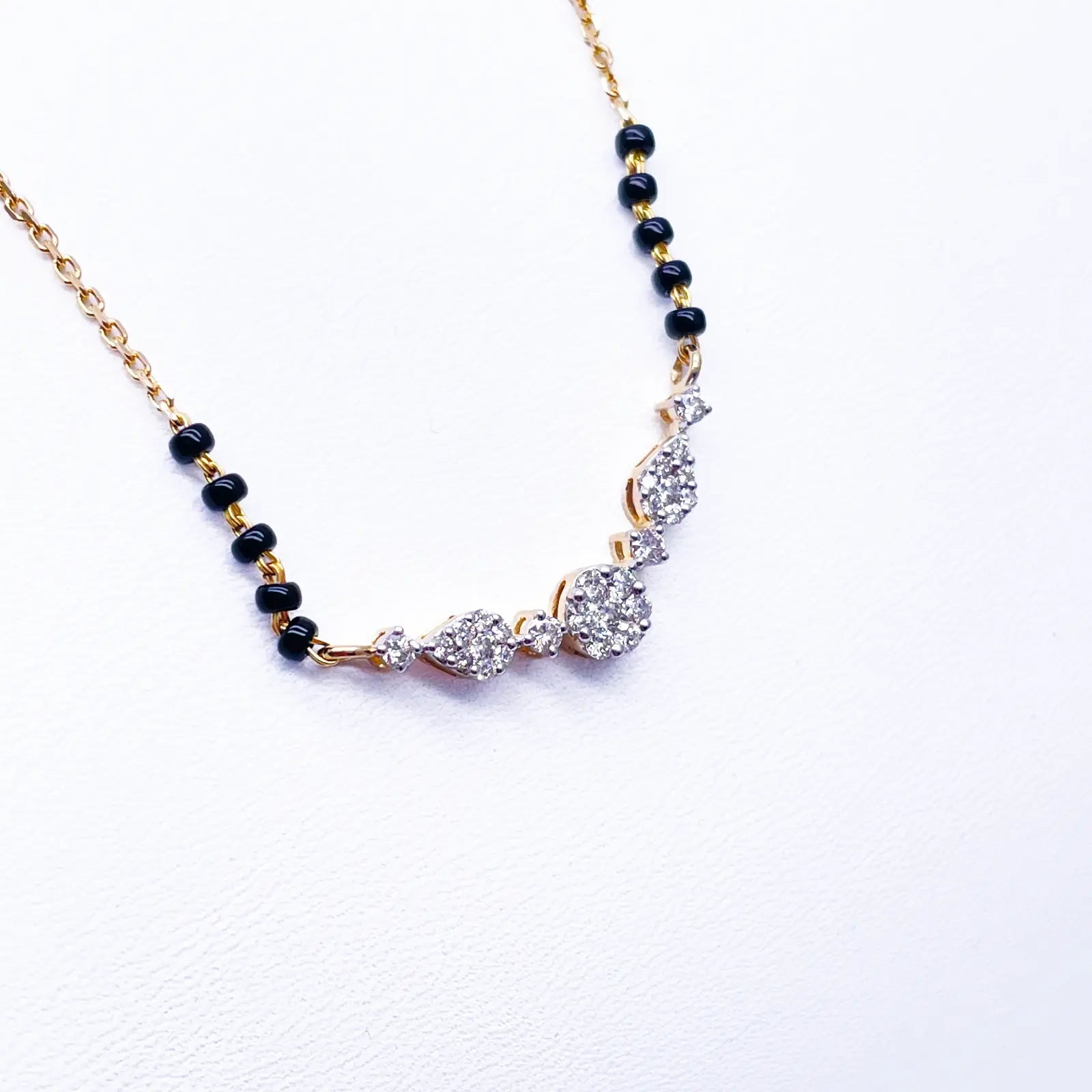 18ct Yellow Gold Natural Diamond 0.51ct Round & Pear Pendant Mangalsutra Necklace IGI Certified  Mangalsutra Chains