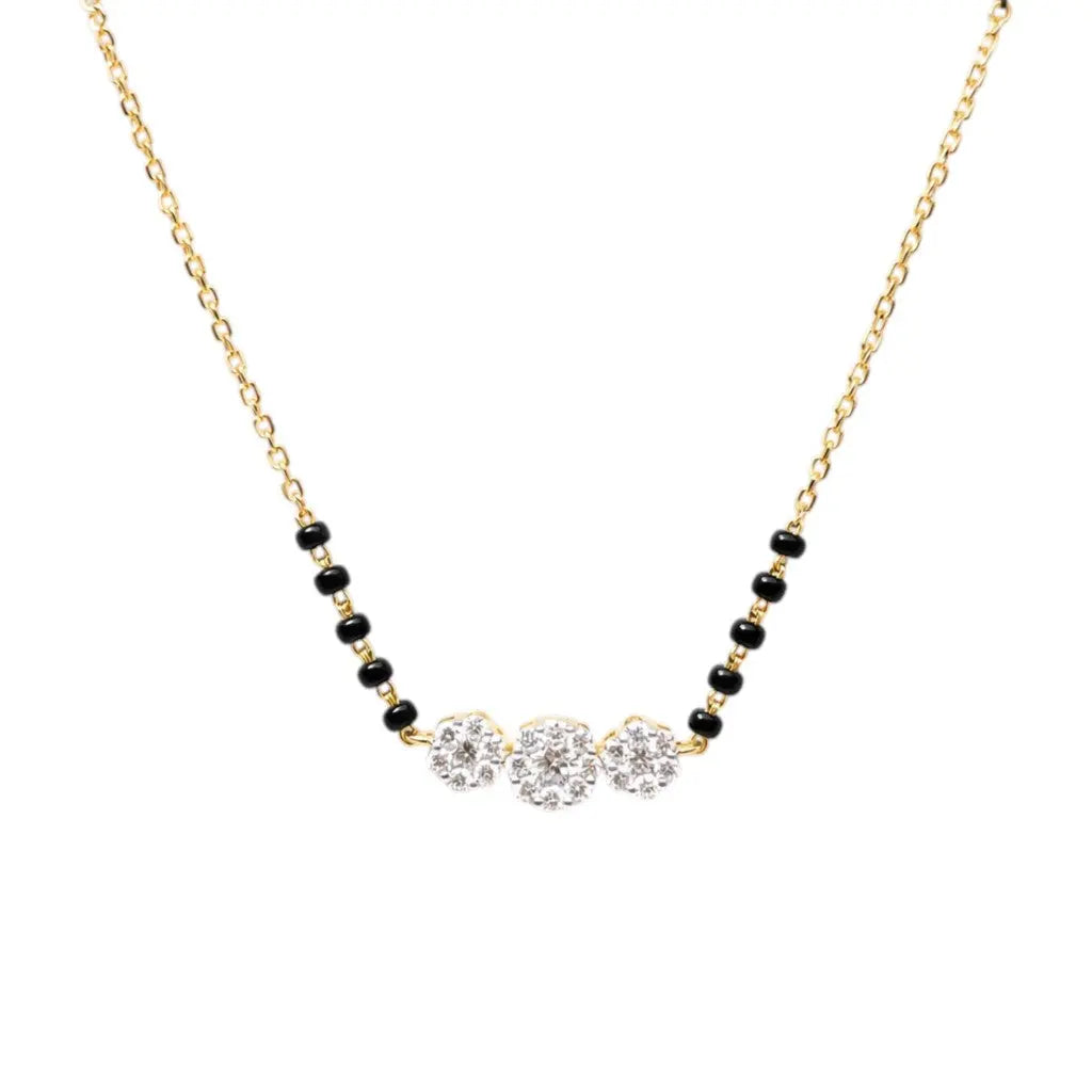 18ct Yellow Gold Natural Diamond 0.57ct Floral Pendant Mangalsutra Necklace Hallmarked  Mangalsutra chain