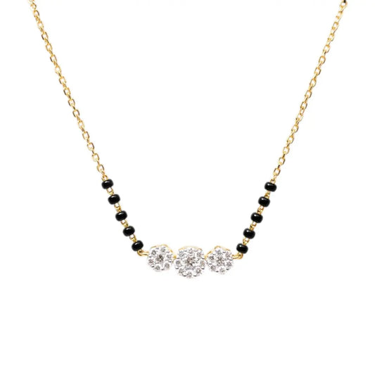 18ct Yellow Gold Natural Diamond 0.57ct Floral Pendant Mangalsutra Necklace Hallmarked  Mangalsutra chain
