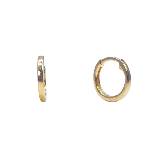 18ct Yellow Gold Pair Of Hoop Huggie Earrings 10mm Diameter 