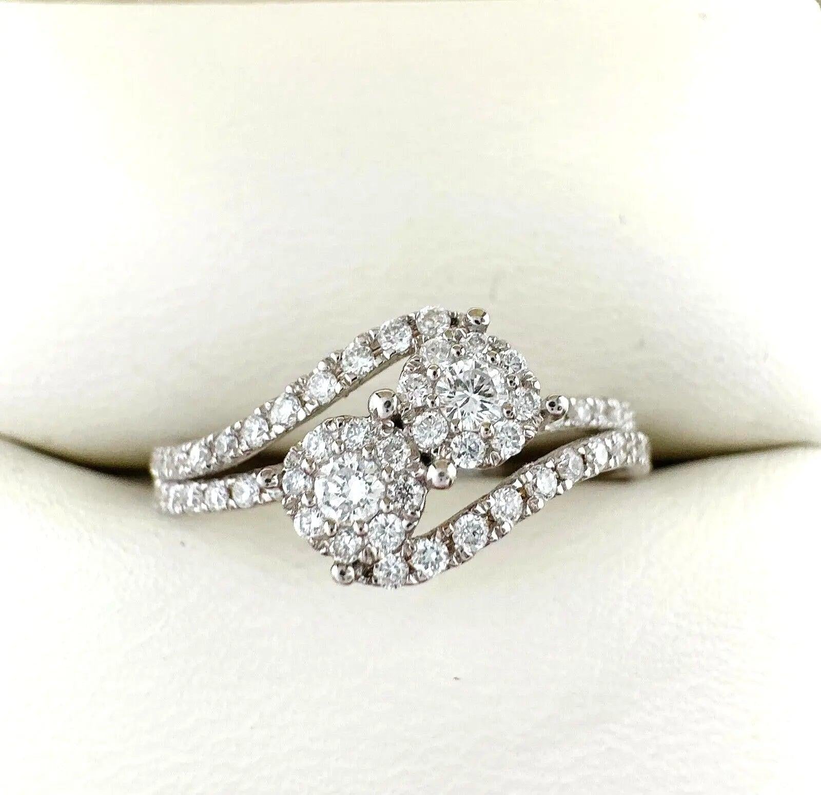 18Carat White Gold Double Row Diamond Cluster Ring 0.40 carats GH SI Hallmark¬† Diamond Ring