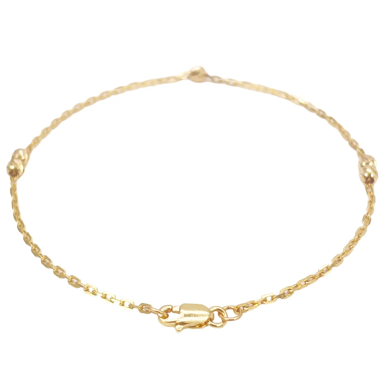 22ct Gold Beaded Bracelet Diamond Cut Cable Chain 7 Inches 2.8mm Width 