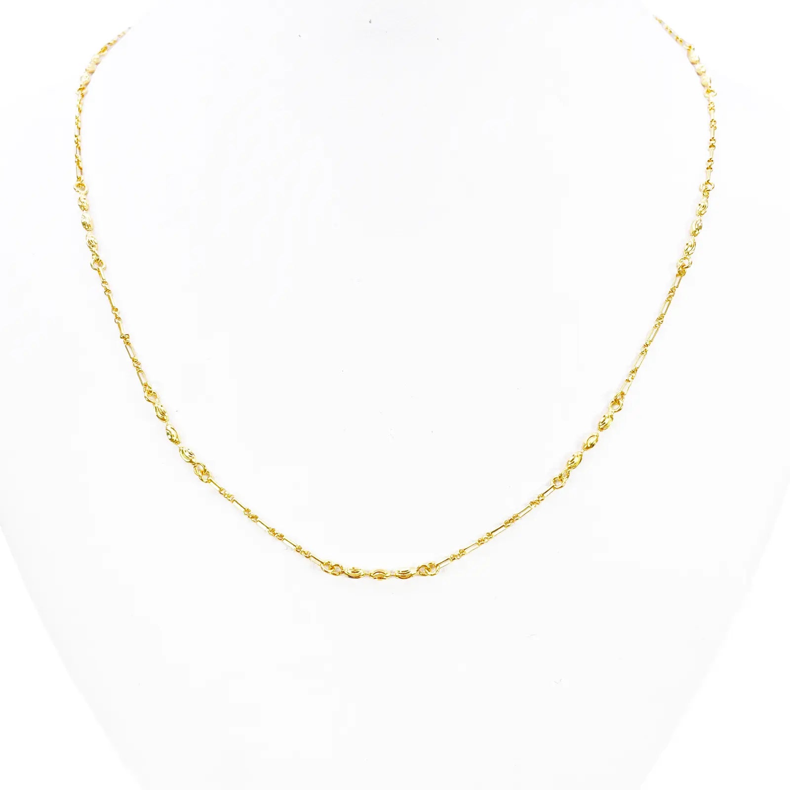 22ct Gold Beaded Necklace Diamond Cut High Polished Oval Beads Chain 18 Inches 